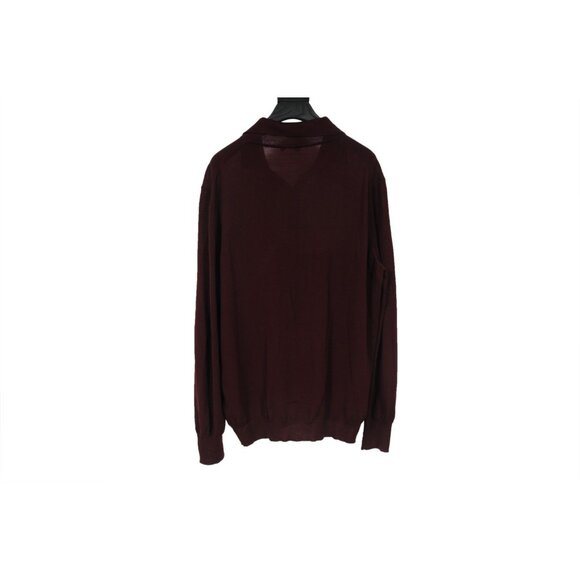 Bottega Veneta Men Long Sleeve Polo Sweater Size Large IT 50 Burgundy Red Wool - Picture 2 of 11